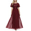 ROMANCE VICTORY Women's Embroidery Floor-length Empire Waist Bridesmaid Prom Dress