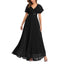 ROMANCE VICTORY Women's Short Sleeve V Neck Floor-length Empire Waist Bridesmaid Prom Dress