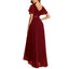 ROMANCE VICTORY Women's Short Sleeve V Neck Floor-length Empire Waist Bridesmaid Prom Dress