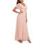 ROMANCE VICTORY Women's Short Sleeve V Neck Floor-length Empire Waist Bridesmaid Prom Dress