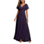 ROMANCE VICTORY Women's Short Sleeve V Neck Floor-length Empire Waist Bridesmaid Prom Dress