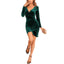 ROMANCE VICTORY Women's V Neck Long Sleeve Velvet Wrap Party Cocktail Bodycon Dress