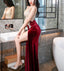 ROMANCE VICTORY Women's Sexy V-Neck Sleeveless Velvet Slit Evening Bridesmaid Cocktail Prom Dress