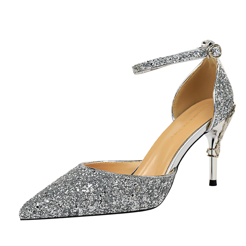 Women Satin Crystal Embellished Pumps Stiletto Heel Pointed Toe High Heels  Elegant Party Wedding Shoes Multi Colors Designer
