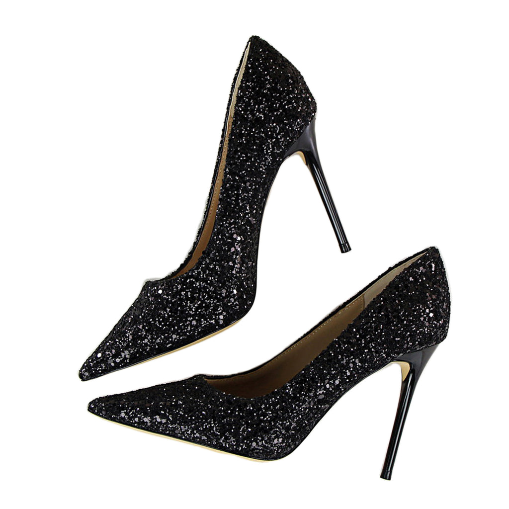 Wide-Fit Sparkly Shoes Shopping Guide | Wide-Width Shoes | Ankle strap sandals  heels, Heels, Black sparkly heels