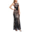 ROMANCE VICTORY Women's Round Neck Sleeveless Shinning Sequins Elegant Mermaid Evening Dress