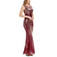 ROMANCE VICTORY Women's Round Neck Sleeveless Shinning Sequins Elegant Mermaid Evening Dress