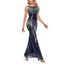 ROMANCE VICTORY Women's Round Neck Sleeveless Shinning Sequins Elegant Mermaid Evening Dress