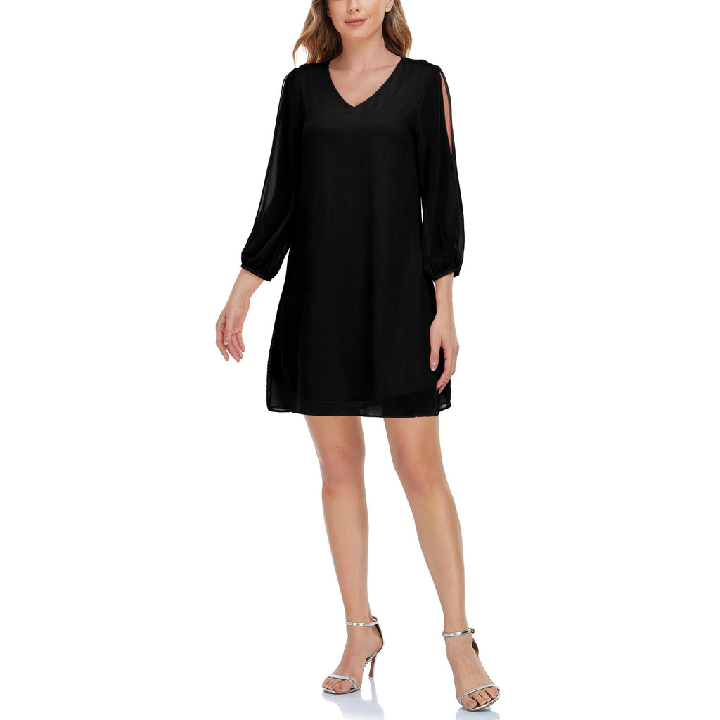 ROMANCE VICTORY Women's 3/4 Split Sleeve Loose Party Cocktail Evening Chiffon Dress