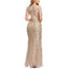 ROMANCE VICTORY Women's Short Sleeve Round Neck Tulle Embroidery Mermaid Bridesmaid Prom Dress