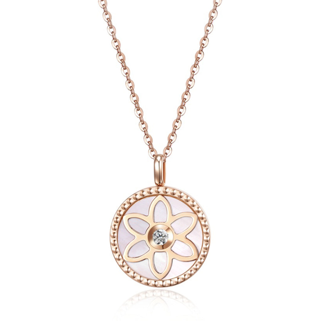 RVLA Romance Victory 18k Gold Diamond Mother of Pearl Necklace 