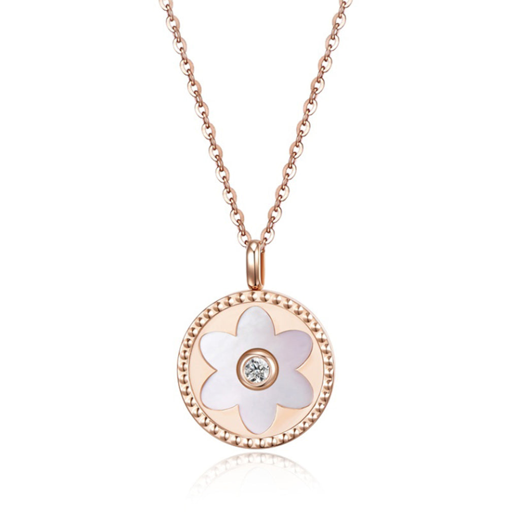 Mother of Pearl Color Blossom Diamond Necklace