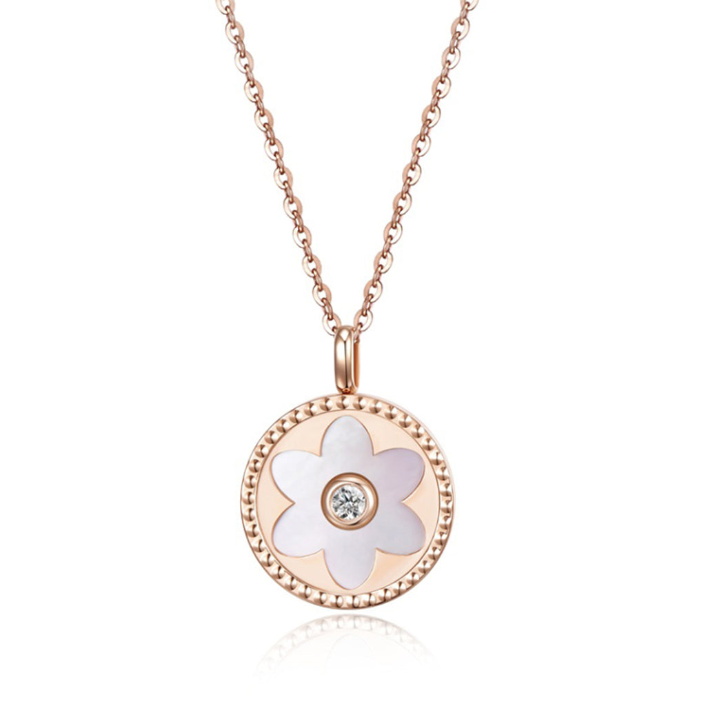 RVLA Romance Victory 18k Gold Diamond Mother of Pearl Necklace 