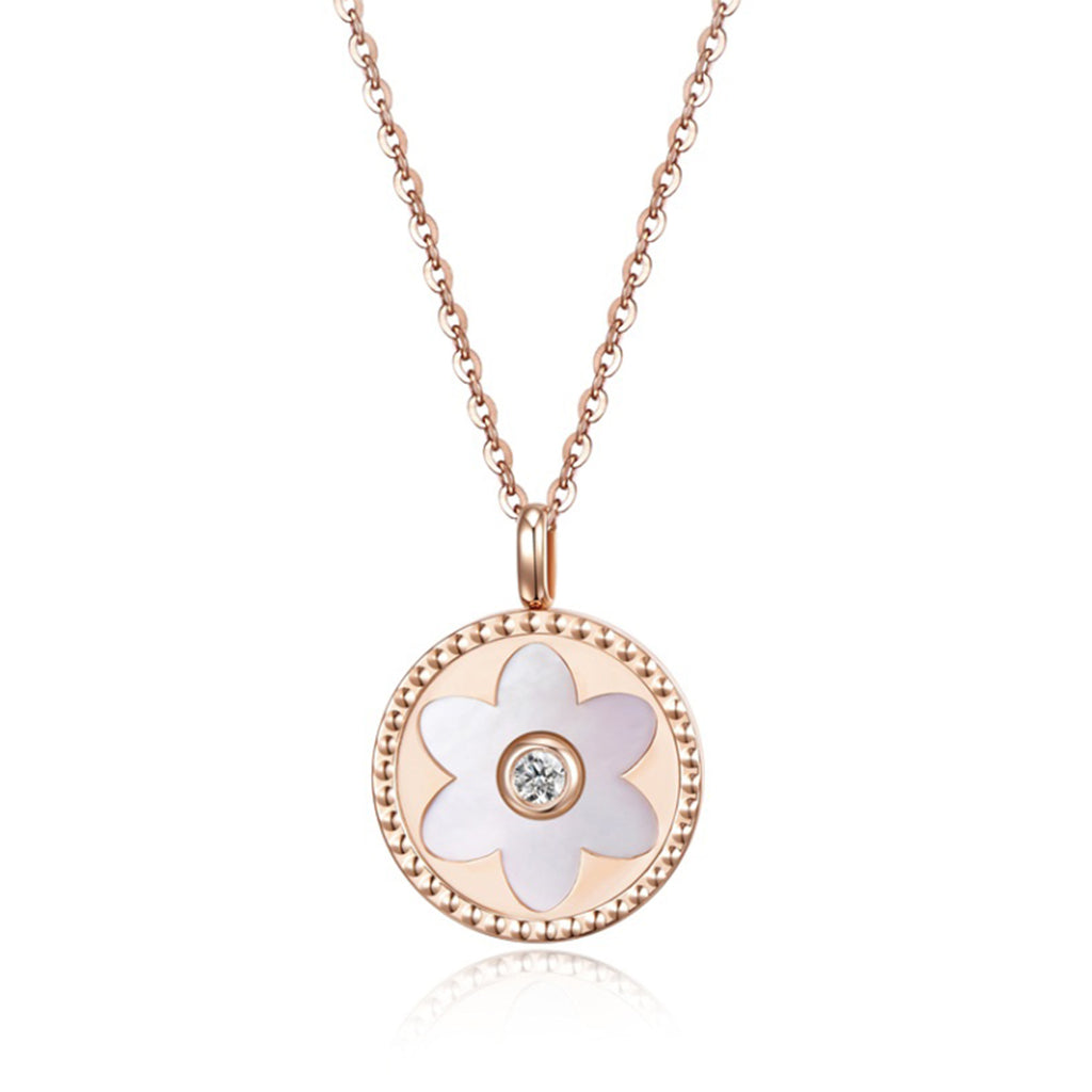 Color Blossom Necklace, Yellow Gold, White Mother-Of-Pearl And