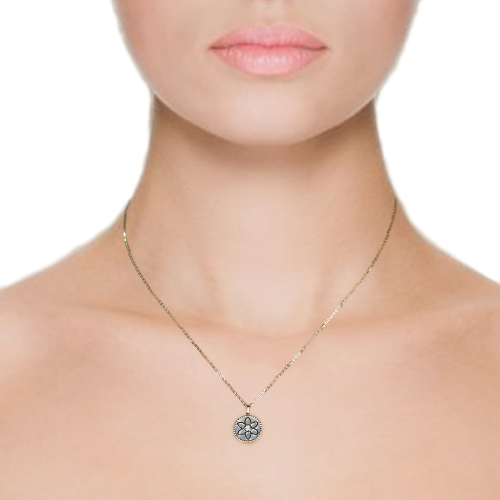 IGI Certified RVLA Romance Victory 18k Solid Rose Gold Diamond Mother of Pearl Necklace (0.052cttw, G-H color, VS2-SI1 clarity), 17"(16"+1” extender)