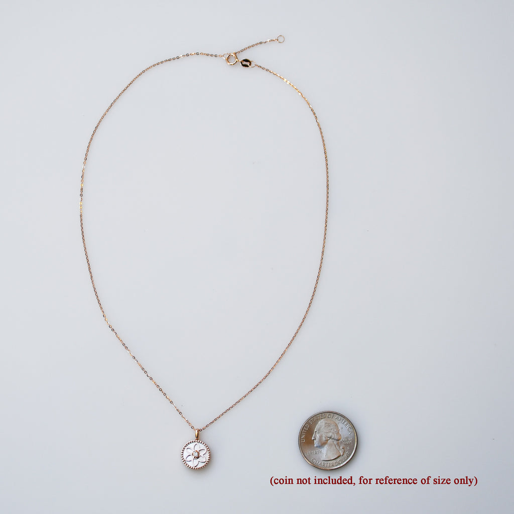 RVLA Romance Victory 18k Gold Diamond Mother of Pearl Necklace 