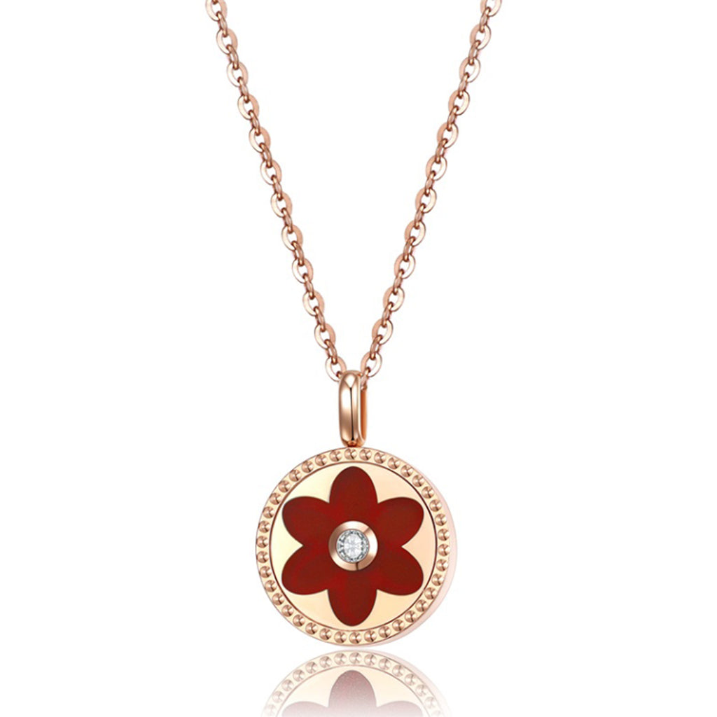 RVLA Romance Victory 18k rose gold diamond necklace Red Agate