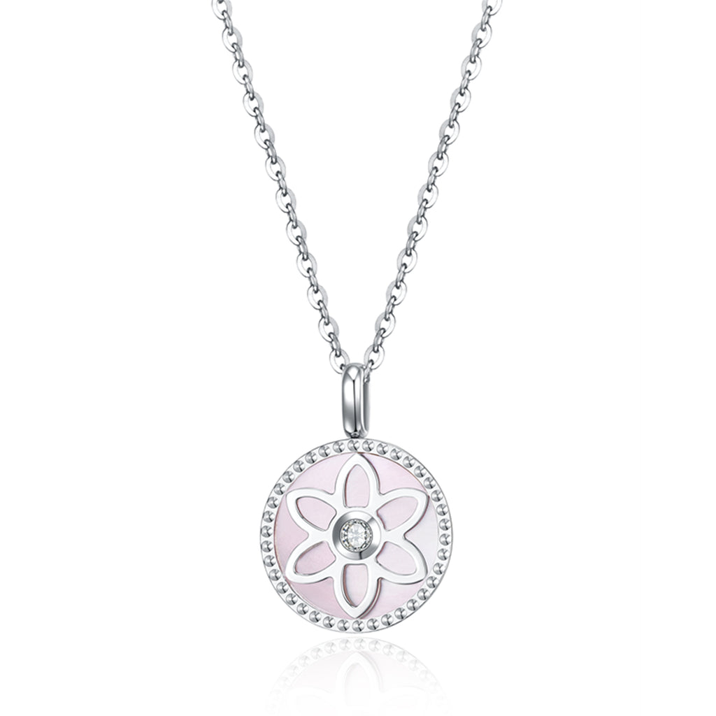 RVLA Romance Victory 18k white gold diamond necklace Mother of Pearl