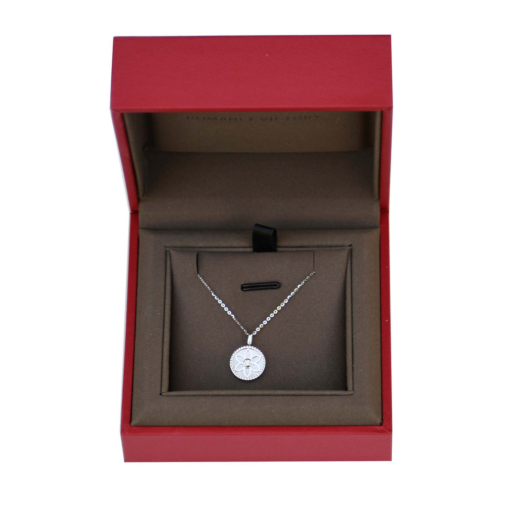 RVLA Romance Victory 18k white gold diamond necklace Mother of Pearl
