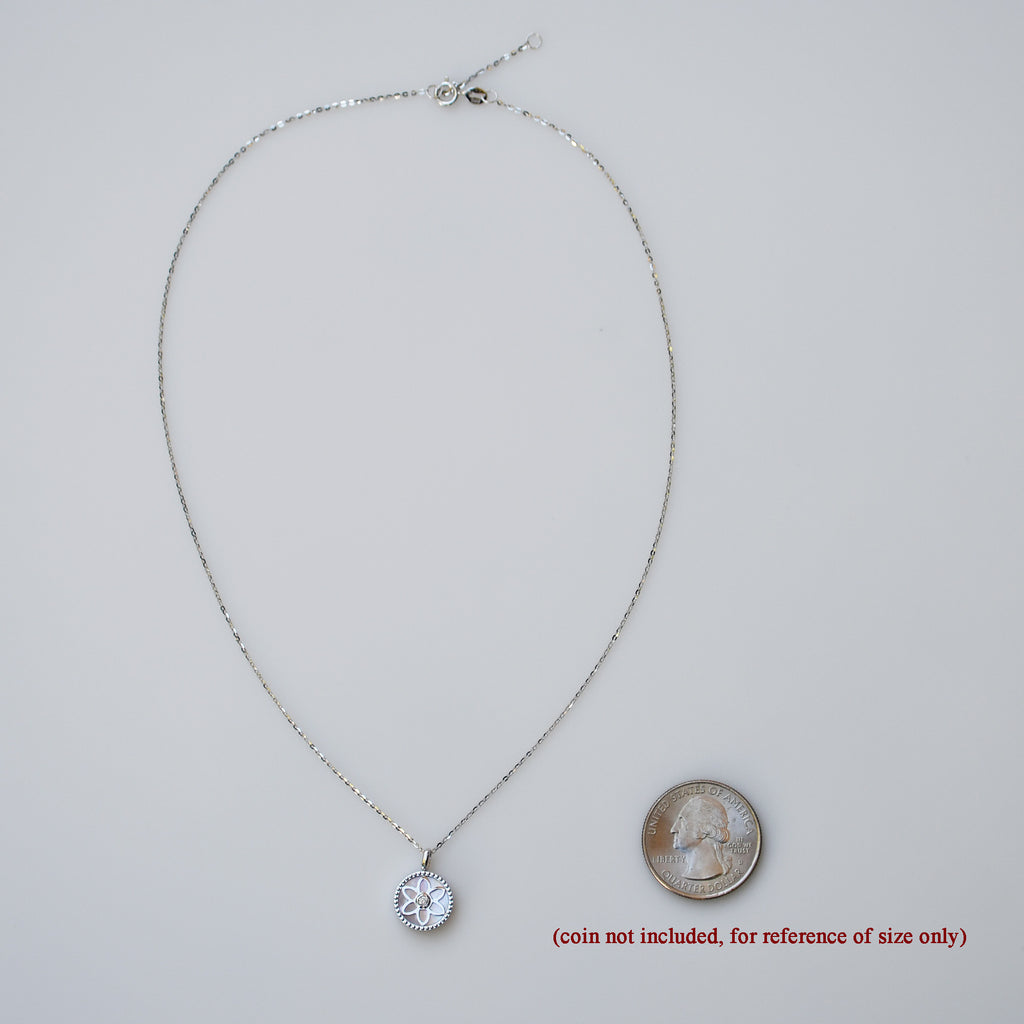 RVLA Romance Victory 18k white gold diamond necklace Mother of Pearl
