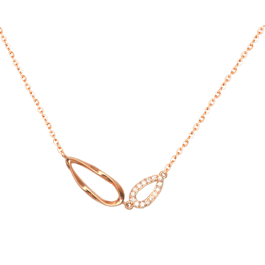 RVLA Romance Victory Solid 18k Rose Gold Diamond Necklace (0.069 cttw, G-H Color, I1-I2 Clarity),15.75"+1” Extender