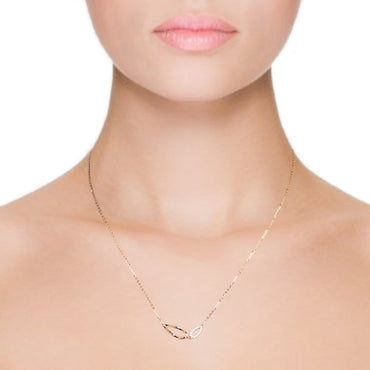 RVLA Romance Victory Solid 18k Rose Gold Diamond Necklace (0.069 cttw, G-H Color, I1-I2 Clarity),15.75"+1” Extender