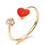 IGI Certified RVLA Romance Victory 18k Solid Rose Gold Diamond Red Enamel Ring (0.02ct, G-H color, VS2-SI1 Clarity)