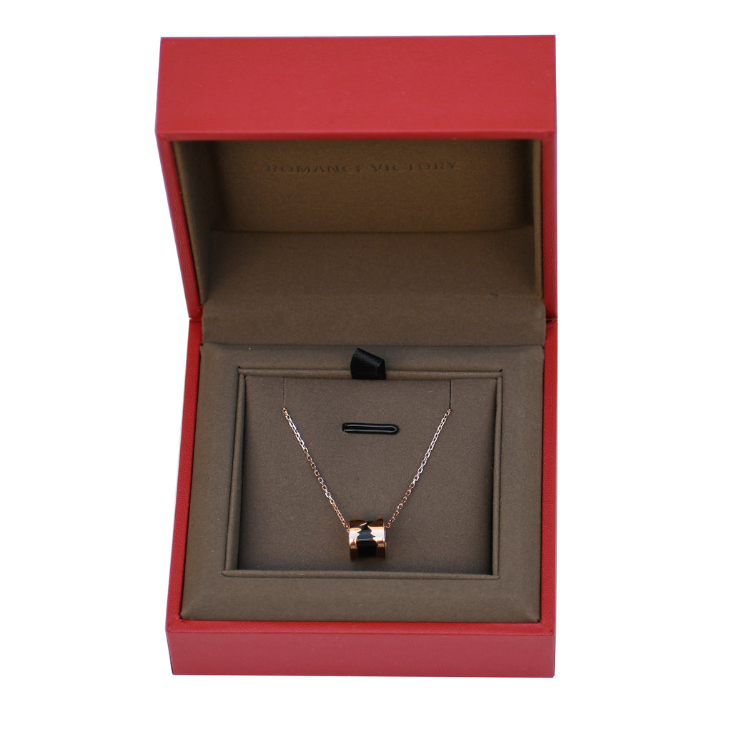 RVLA Romance Victory 18k Rose Gold Black Agate Kiss Pendant Necklace, 17.75” (16.5"+1.25” extender)