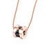 RVLA Romance Victory 18k Rose Gold Black Agate Kiss Pendant Necklace, 17.75” (16.5