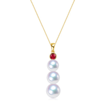 RVLA Romance Victory 18k Yellow Gold Plated Sterling Silver Cubic Zirconia White Freshwater Cultured Pearls Triple Drop Necklace