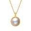 RVLA Romance Victory 18k Yellow Gold Plated Sterling Silver White 15-16mm Cultured Mabe Pearl Necklace, 17 3/4"