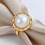 RVLA Romance Victory 18k Gold Plated S925 Sterling Silver 13-14mm Cultured White Mabe Pearl Adjustable Ring