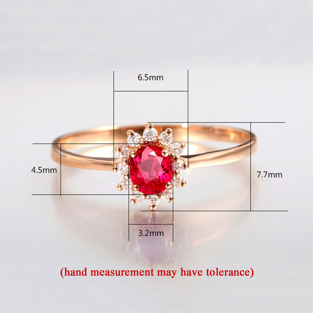 RVLA Romance Victory Classic Princess Diana Inspired 18k Solid Rose Gold Natural Diamond Natural Ruby Ring