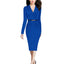 ROMANCE VICTORY Women's Long Sleeve Double Notch Lapel Formal Business Work Pencil Dress