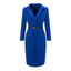 ROMANCE VICTORY Women's Long Sleeve Double Notch Lapel Formal Business Work Pencil Dress