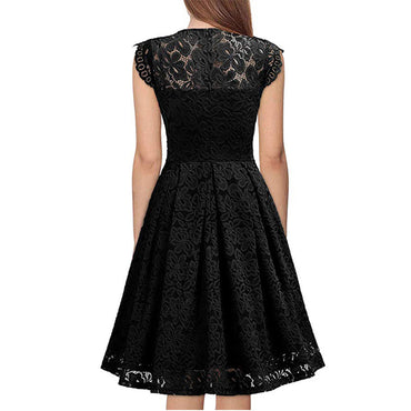 ROMANCE VICTORY Women's V Neck Sleeveless Vintage Floral Lace Bridesmaid Party Cocktail Pencil Dress