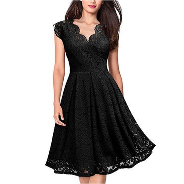 ROMANCE VICTORY Women's V Neck Sleeveless Vintage Floral Lace Bridesmaid Party Cocktail Pencil Dress