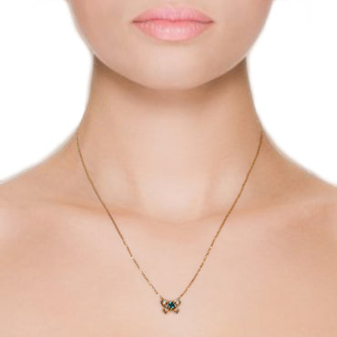 RVLA Romance Victory Solid 18k Rose Gold Diamond (0.018cttw) Green Tourmaline (0.337ct) Necklace, 18”(15“+ 3” extender)