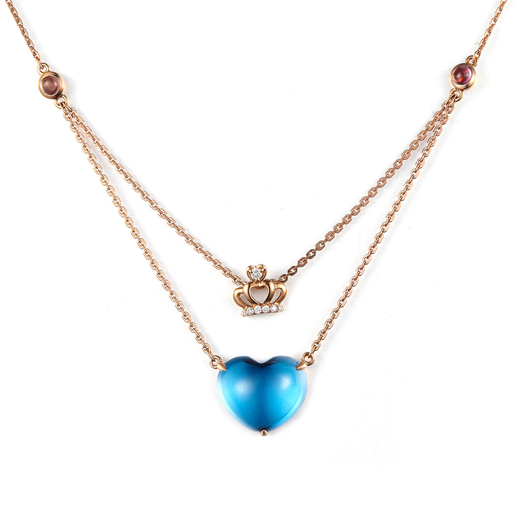 RVLA Romance Victory 18k Rose Gold diamond topaz necklace