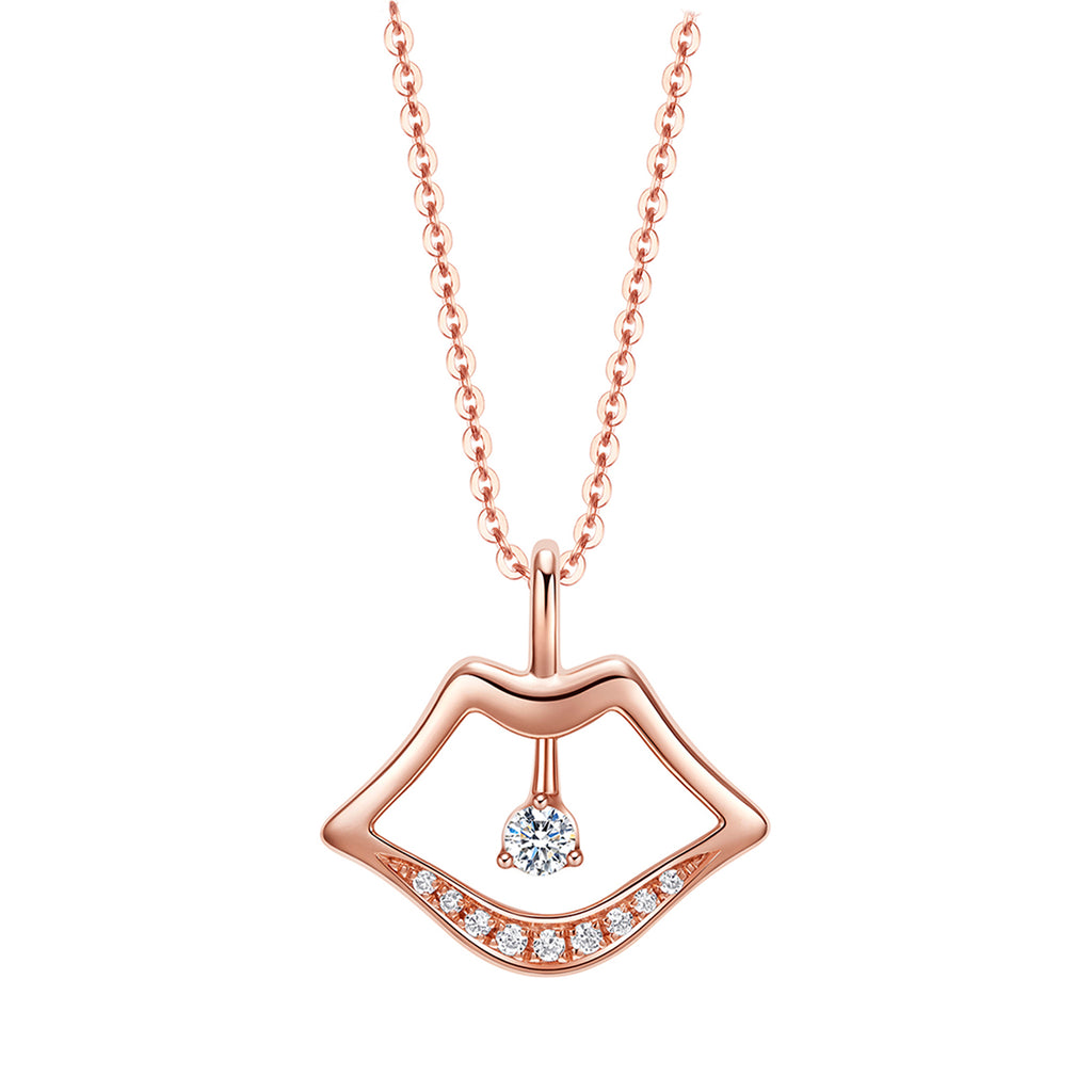 RVLA Romance Victory 18k gold necklace with diamond pendant Lips