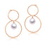 RVLA Romance Victory 18k Solid Rose Gold Dangle Earrings with White Freshwater Cultured Pearls (7.5-8mm)