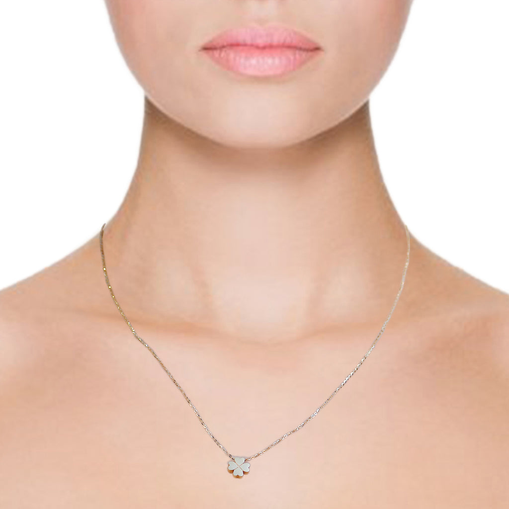 RVLA Romance Victory 18k Rose Gold Four-Leaf Clover Pendant Necklace, 17.5”(16.5"+1” extender)