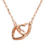 RVLA Romance Victory 18k Solid Rose Gold Interlocking Hearts Pendant Necklace, 17.75”(16.5"+1.25” extender)