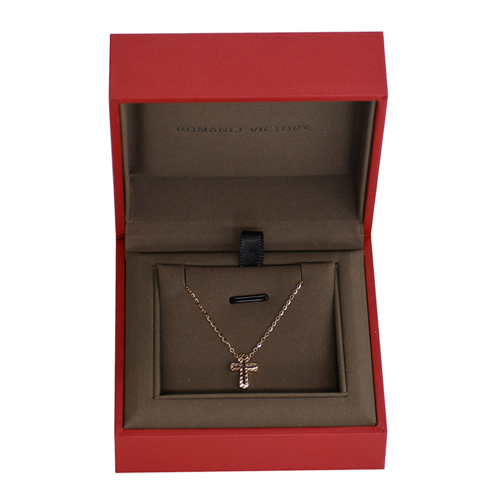 RVLA Romance Victory solid 18k rose gold cross necklace