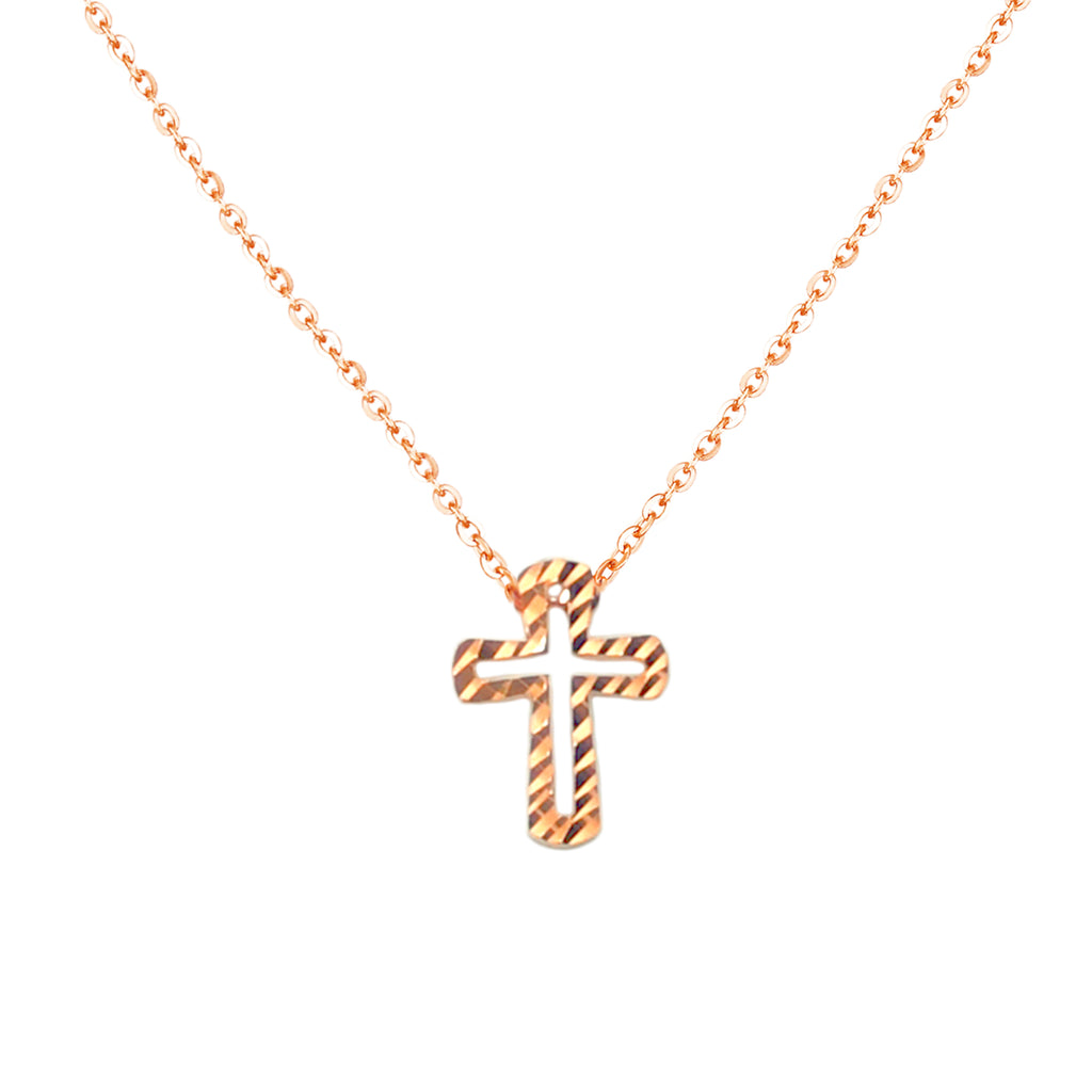 RVLA Romance Victory 18k Rose Gold Cross Pendant Necklace, 17.5” (16.5"+1” extender)