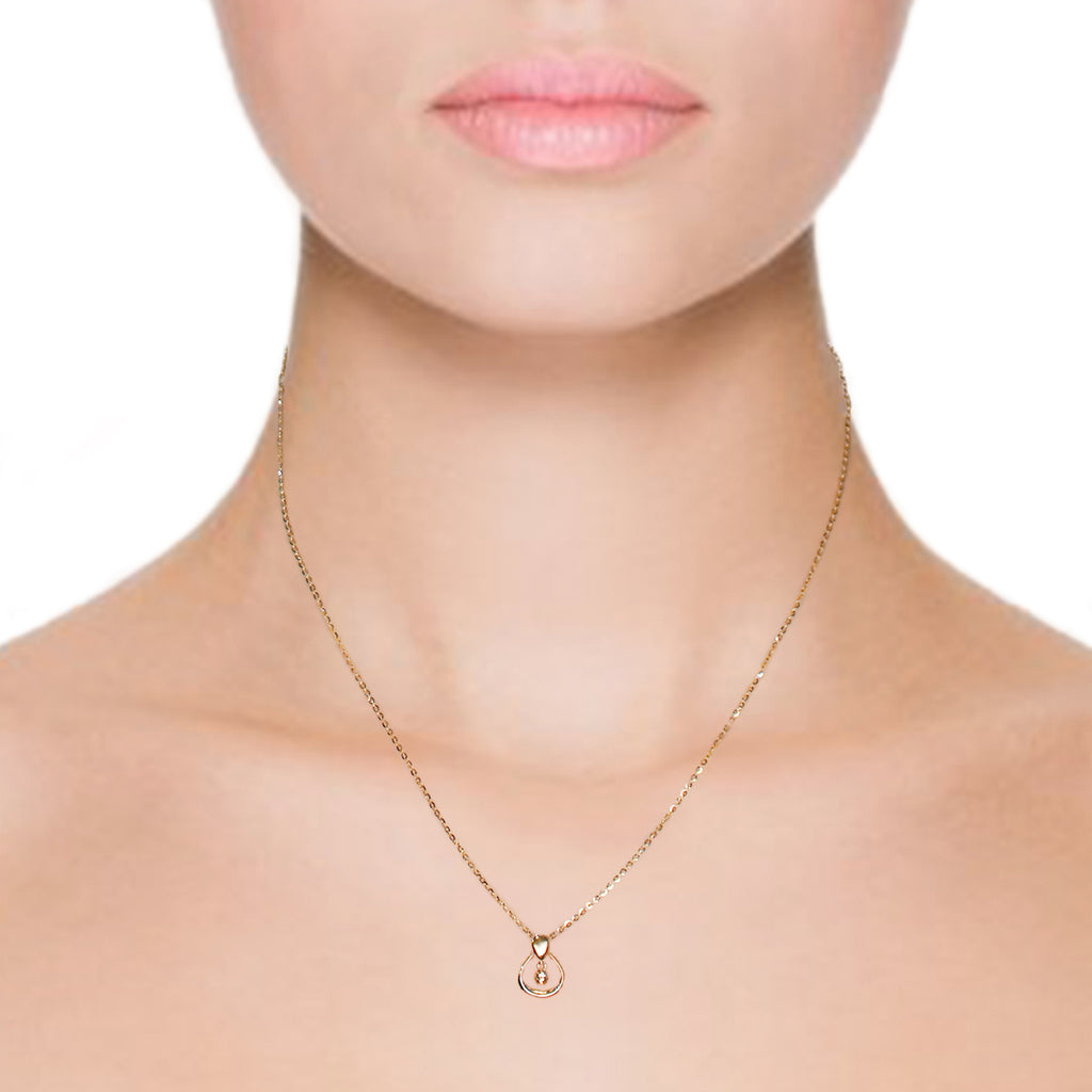 RVLA Romance Victory 18k Solid Rose Gold Dancing Droplet Necklace, 17.5” (16.5"+1” extender)