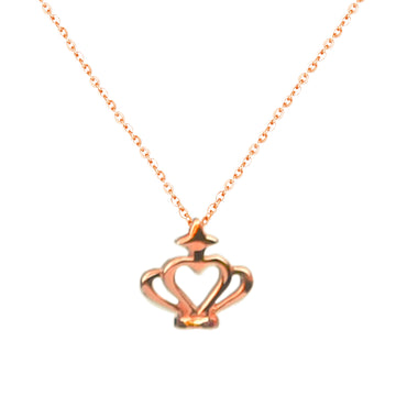 RVLA Romance Victory 18k Solid Rose Gold Crown Pendant Necklace, 17.5”(16.5"+1” extender)