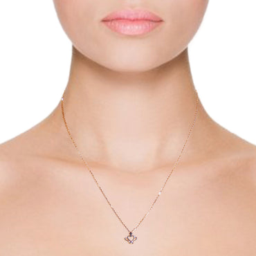 RVLA Romance Victory 18k Solid Rose Gold Crown Pendant Necklace, 17.5”(16.5"+1” extender)