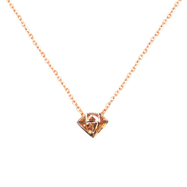 RVLA Romance Victory 18k Solid Rose Gold Diamond Shape Pendant Necklace, 17.5” (16.5"+1” extender)