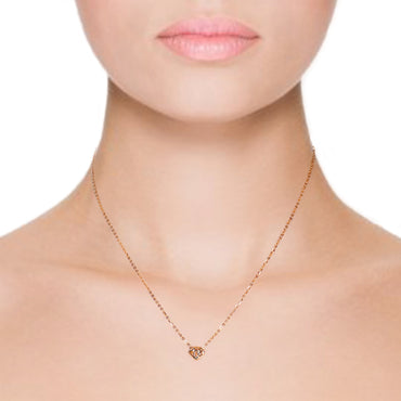 RVLA Romance Victory 18k Solid Rose Gold Diamond Shape Pendant Necklace, 17.5” (16.5"+1” extender)